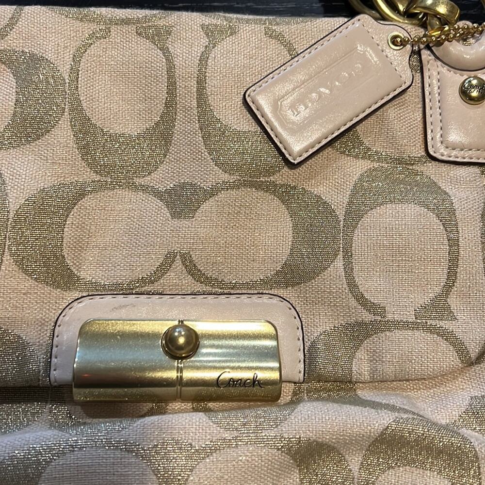 Coach Kristin Signature C Cream/Gold Canvas Satchel - Picture 2 of 11